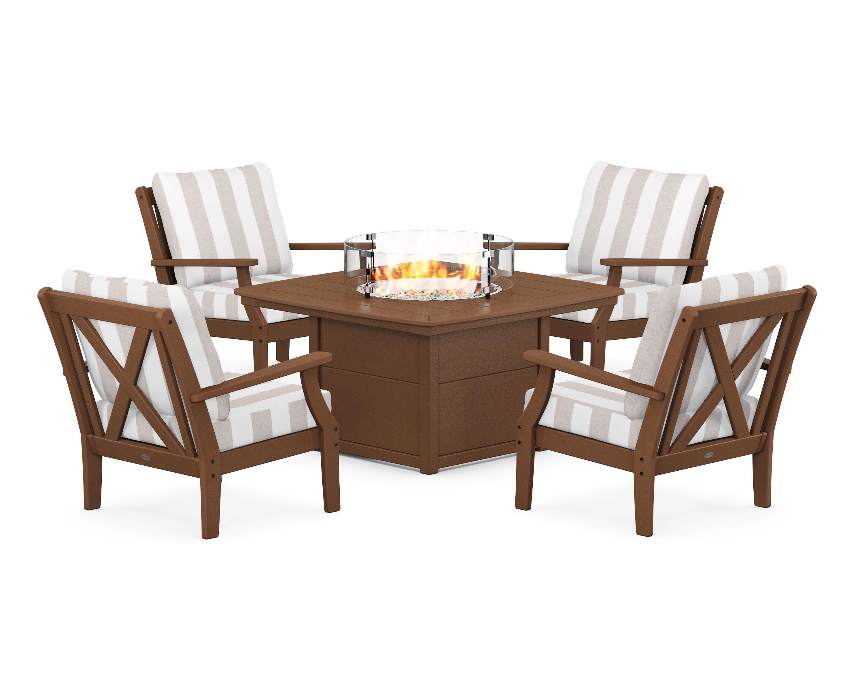 Braxton 5-Piece Deep Seating Conversation Set with Fire Pit Table
