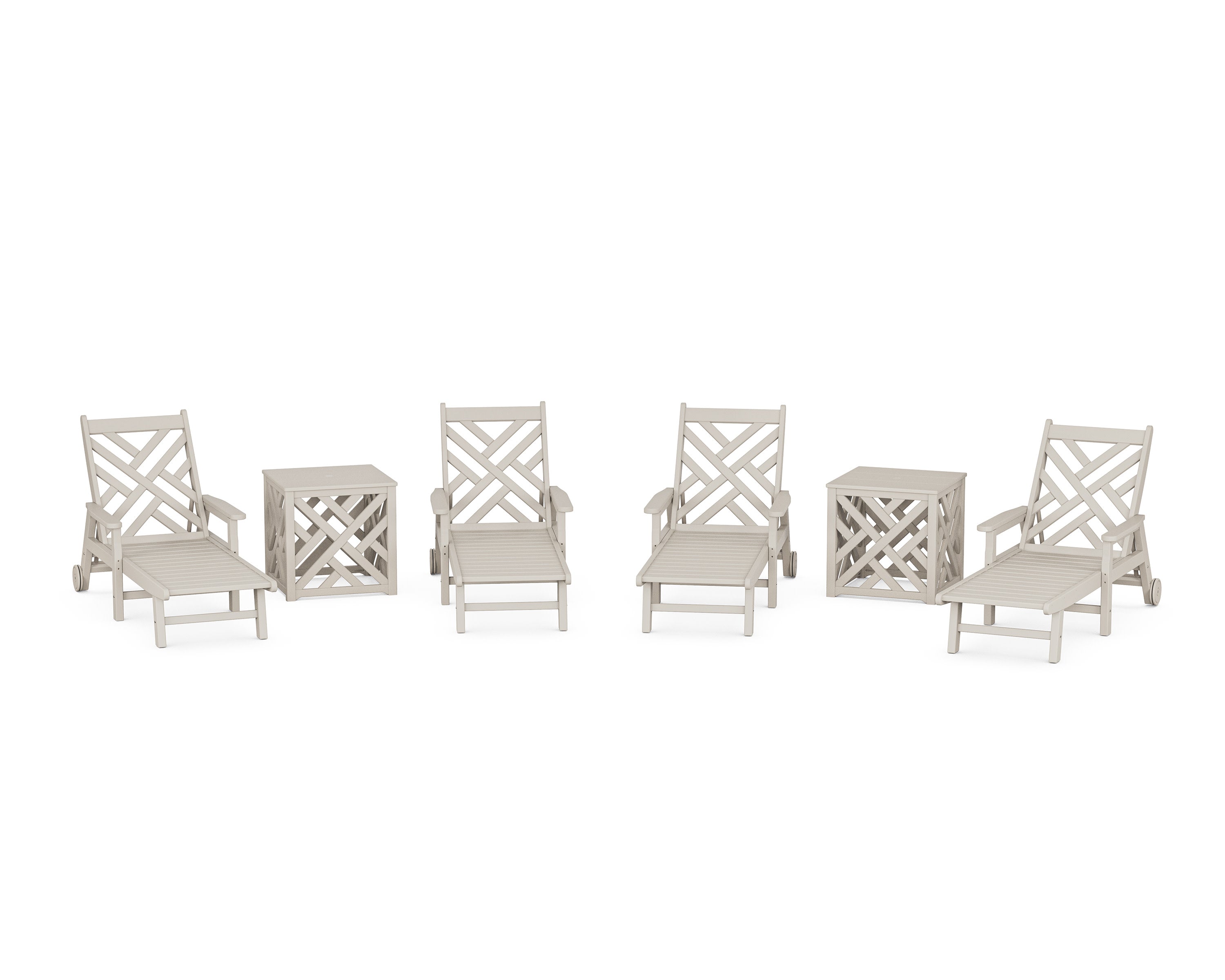 Chippendale 6-Piece Chaise Set with Umbrella Stand Accent Table
