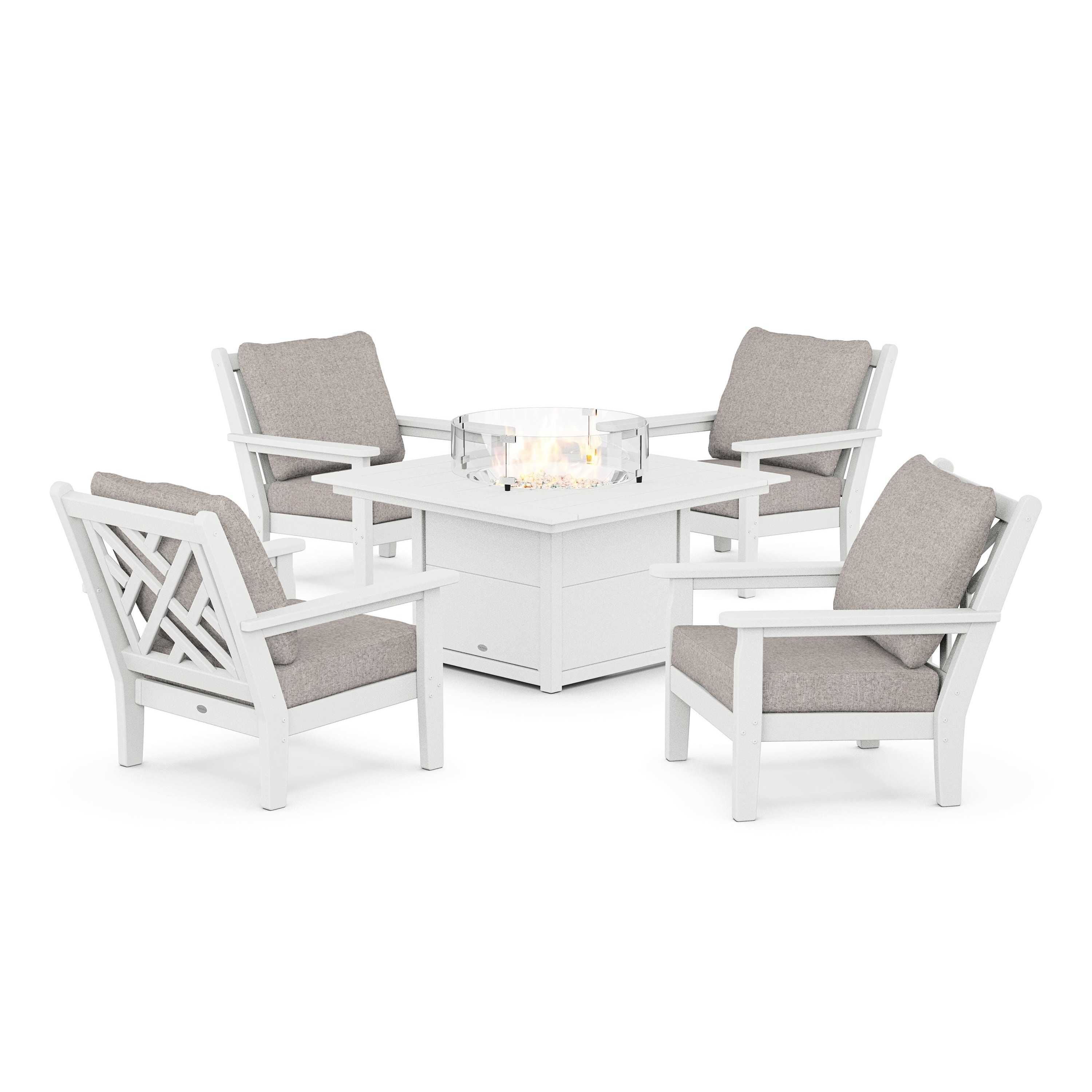 Chippendale 5-Piece Deep Seating Set with Fire Pit Table