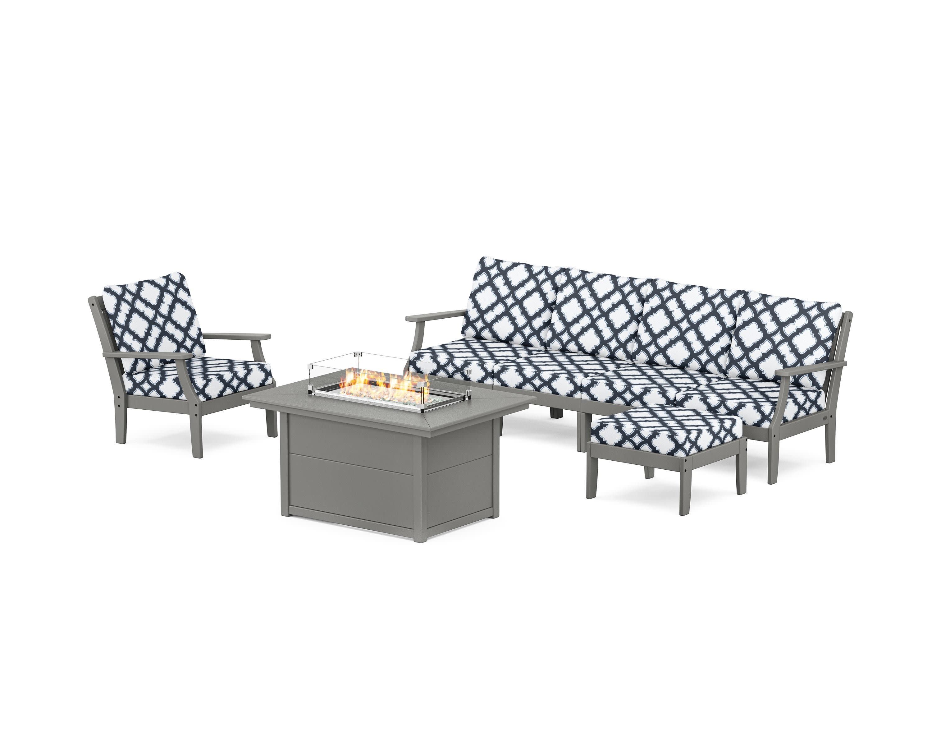 Braxton Sectional Lounge and Fire Pit Set