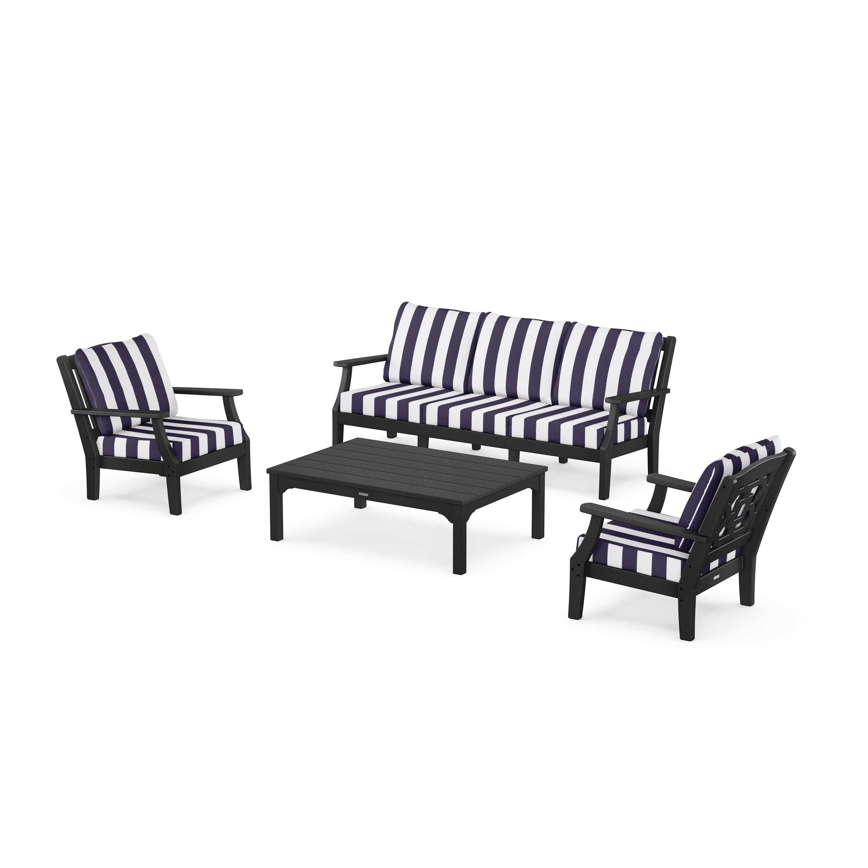 Chinoiserie 4-Piece Deep Seating Set with Sofa