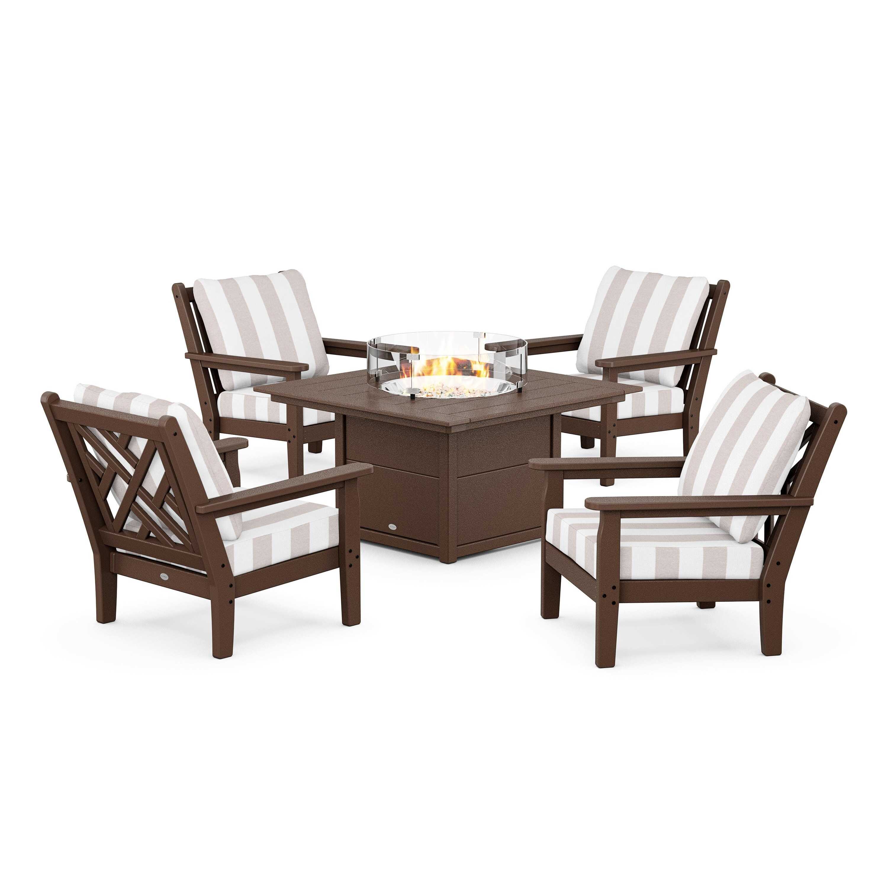 Chippendale 5-Piece Deep Seating Set with Fire Pit Table